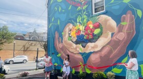 Ribbon cutting mural