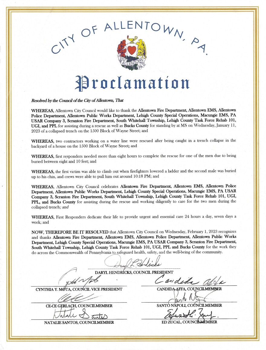 Allentown Emergency Workers Proclamation