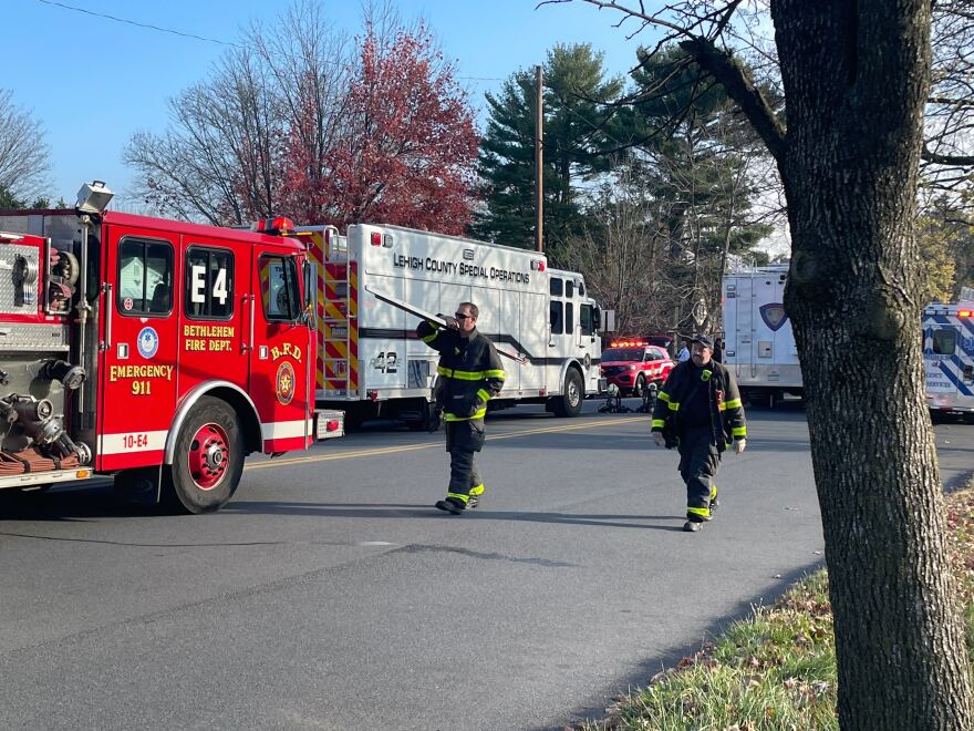 First responders at the scene of the original crash