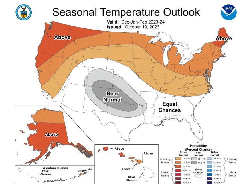 NOAA's winter outlook temperatures