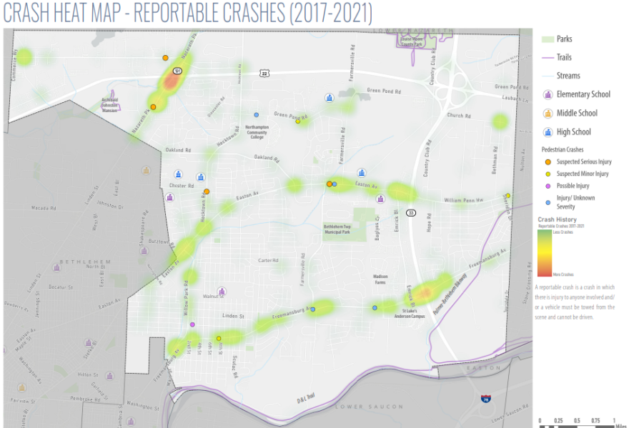 PennDOT crash data, Bethlehem Township