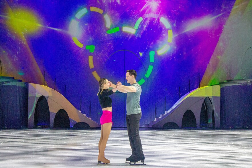 Adriene and William practicing for Disney on Ice