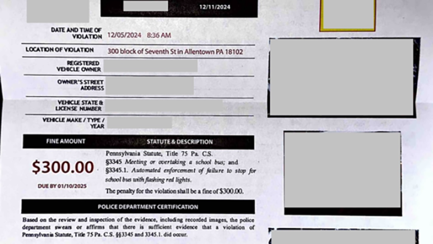 Allentown BusPatrol Citation