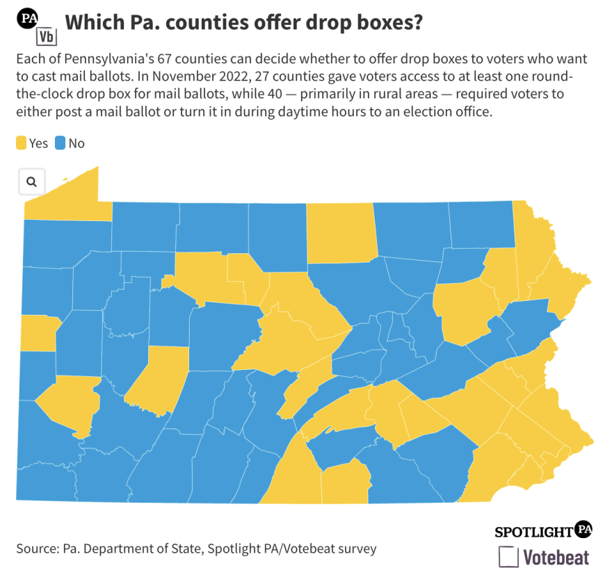 Which Pa. counties offer drop boxes? Spotlight Graphic 2