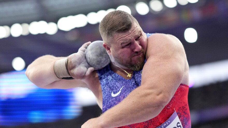 Joe Kovacs competes in Paris Olympics finals of shot put