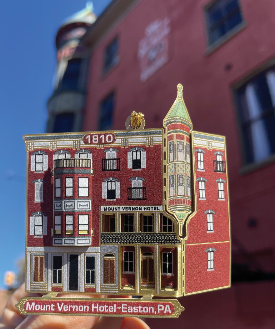 Christmas ornament of the Mount Vernon Hotel in Easton, PA