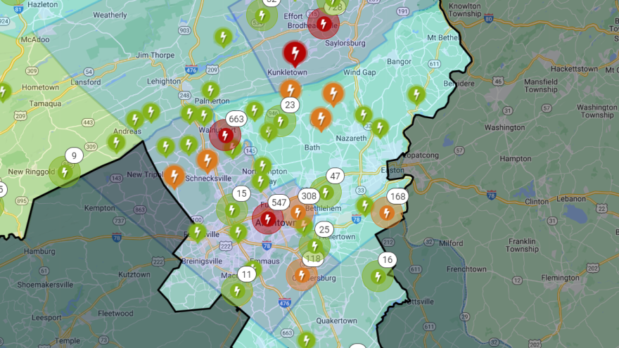 Power outages on Sept. 7, 2023, from PPL