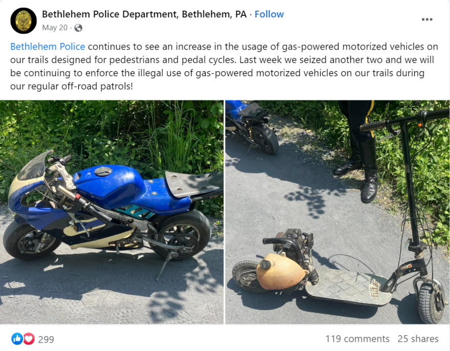 Gas vehicles on Bethlehem trails