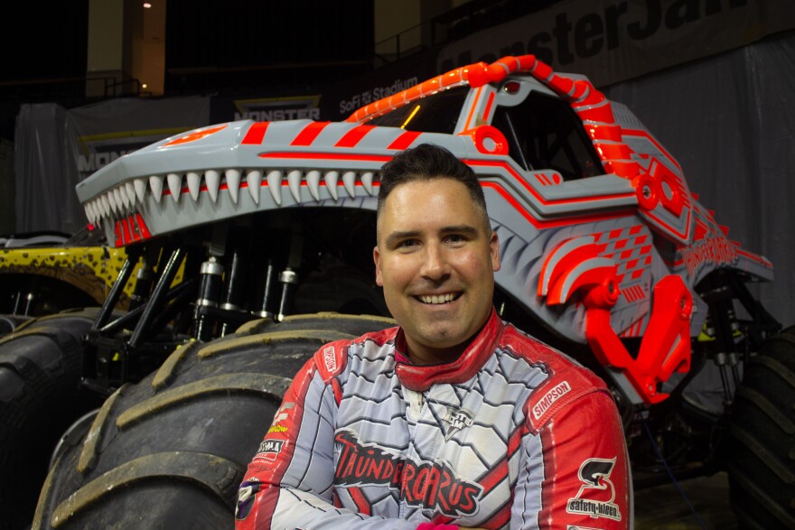 Tony Ochs, driver of ThunderROARus Monster Jam truck, in Allentown