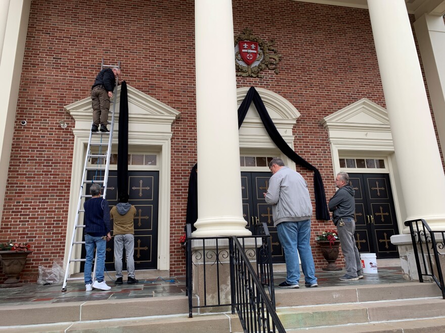 Bunting Placed at Cathedral for Pope