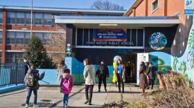 Students return to John Wister Elementary School in Philadelphia’s Germantown neighborhood for the first week of in-person learning since the pandemic began on March 3, 2021.