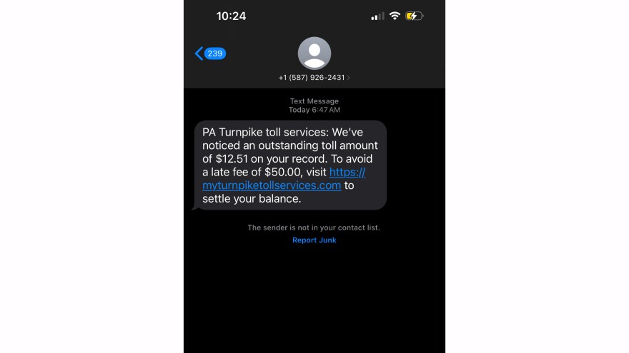 Turnpike text scam