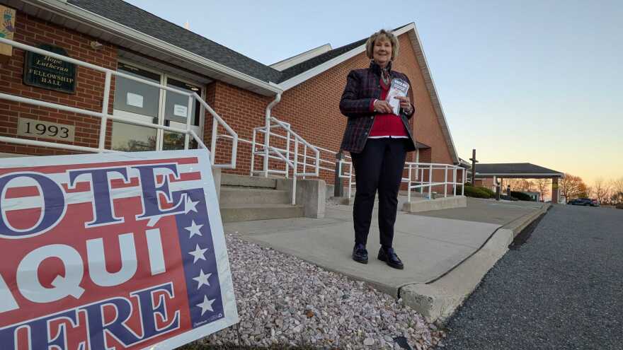 Cheryl Mathesz at the polls