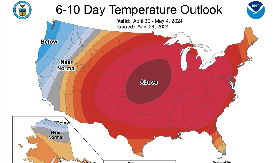 6 to 10 day temperature outlook