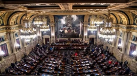 Pennsylvania lawmakers took an oath at the Capitol in Harrisburg in 2021.