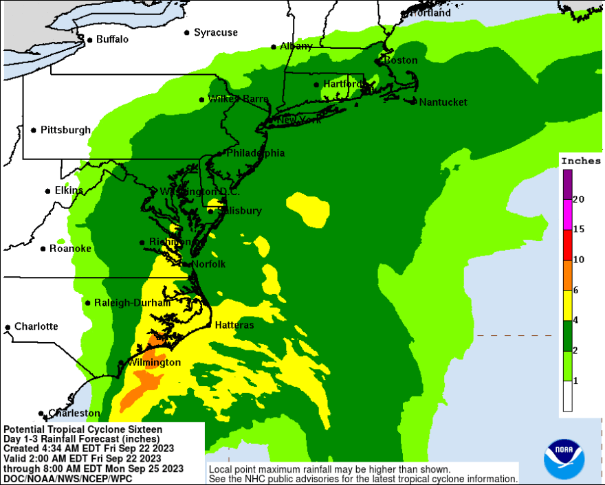 Tropical Storm Ophelia makes landfall and approaching Lehigh Valley; a  local event postponed