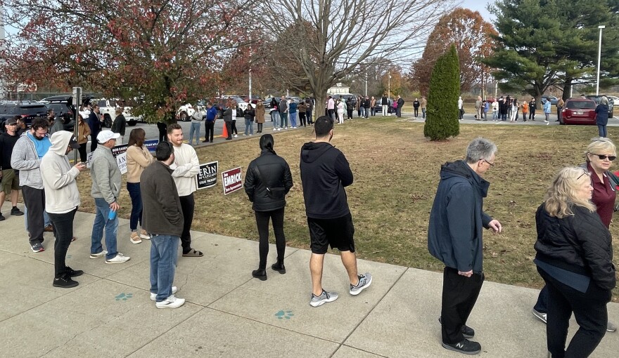 Voters at Farmersville Elementary Elementary School polling place