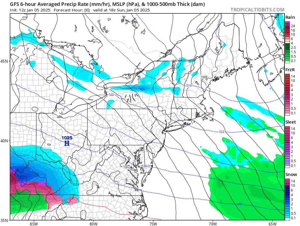 Jan. 6 snow storm model