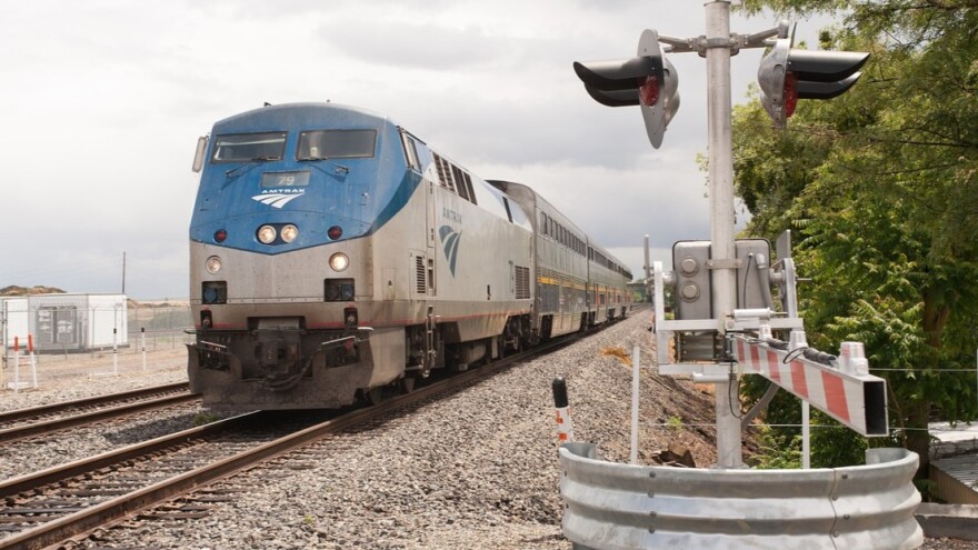 Amtrak train on tracks