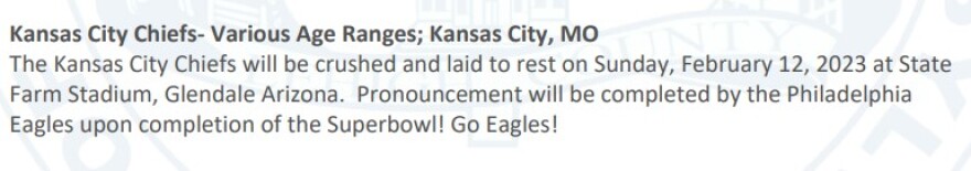 Coroner's Report, For Immediate Release