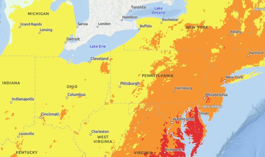 NWS HeatRisk map