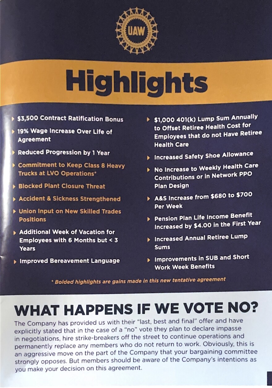 UAW 677 Mack Trucks tentative deal brochure for members