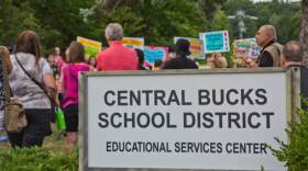 File photo: Parents, students and teachers rallied ahead of the Central Bucks School District’s vote to remove books perceived to have sexualized content from their libraries outside the district’s headquarters in Doylestown on July 26, 2022.