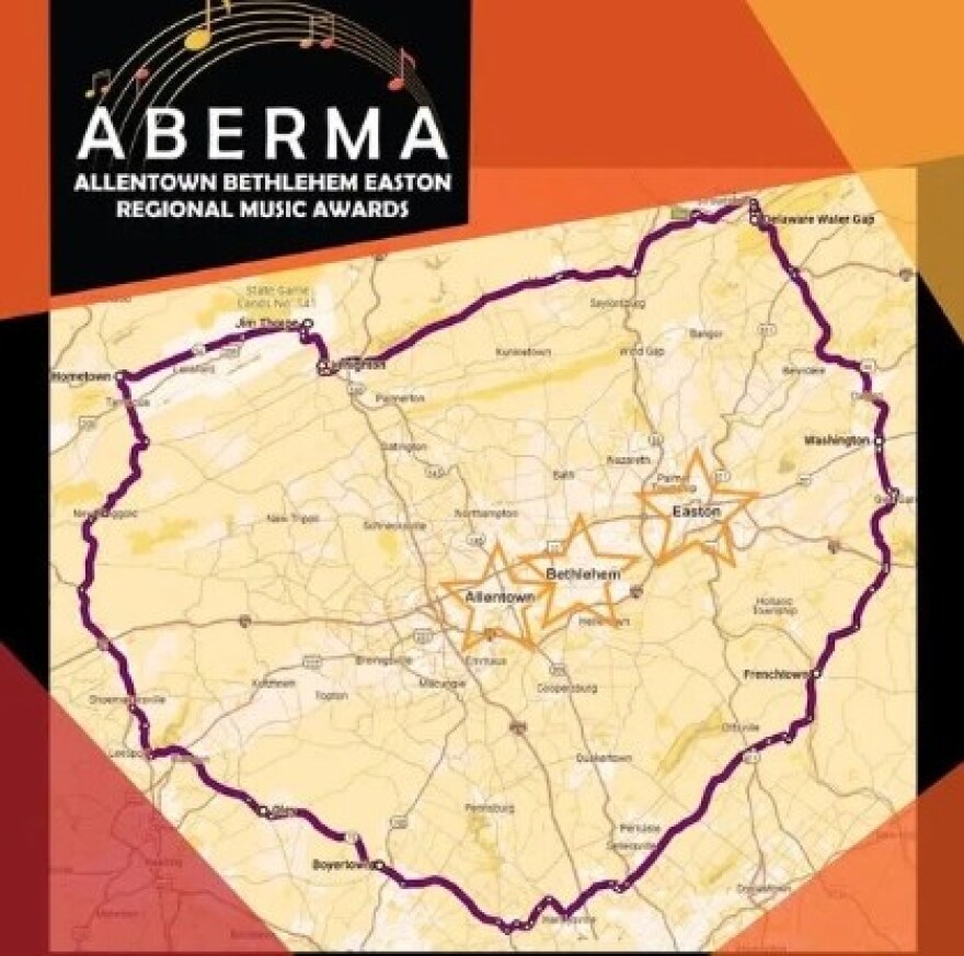Lehigh Valley Music Awards eligibility map