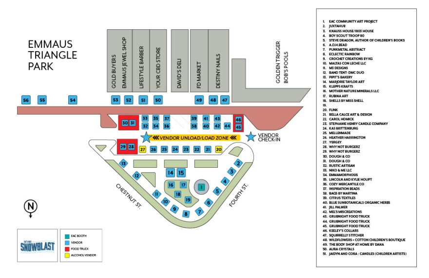 Emmaus SnowBlast Vendor Map