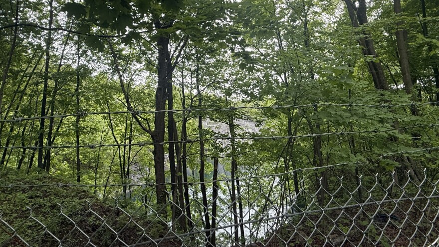 Fence in front of Bangor quarry road