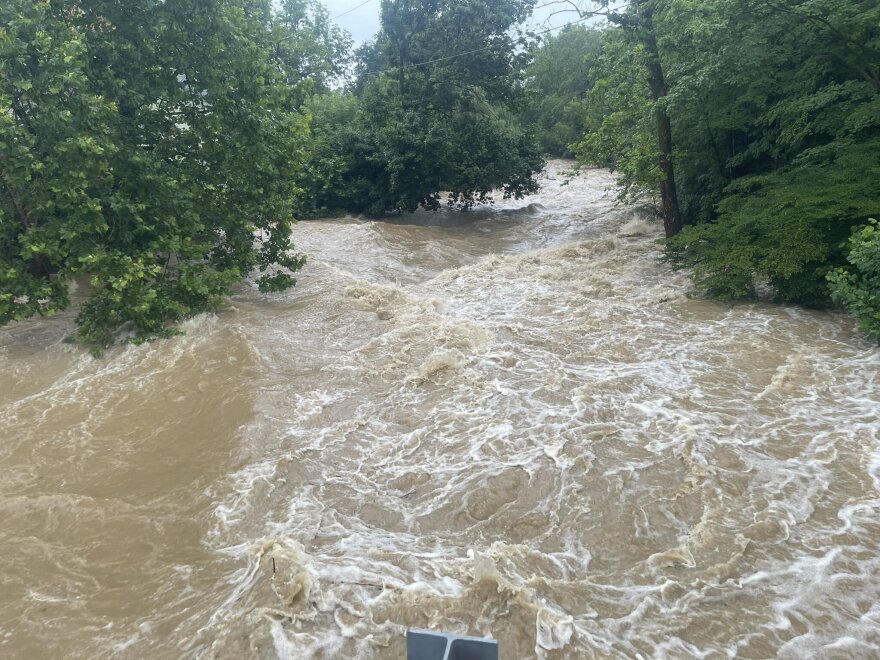 Flooded Bushkill Creek in Tatamy