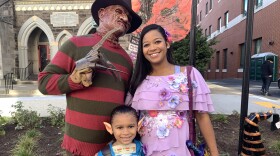 Allentown resident Luisa Morla and her son, Adonis, with Freddy Kruger. Just kidding, that's Morla's husband, Angel Merced.
