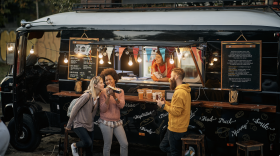 People at a food truck.