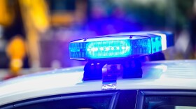 Blue light on a police car