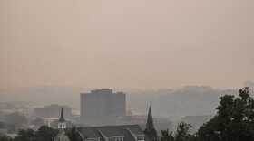 Facing west, the horizon just fades into smoke.