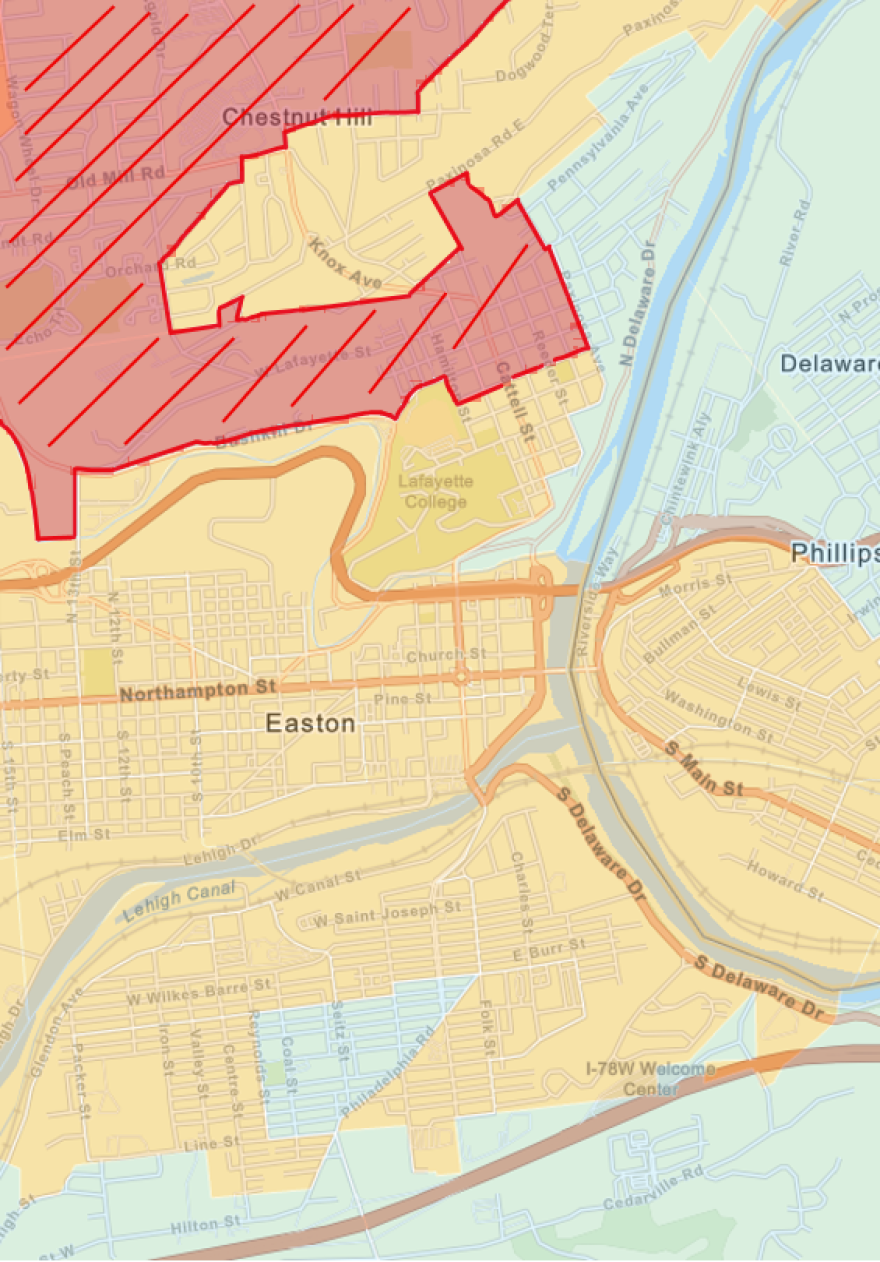Environmental Justice Area map Easton