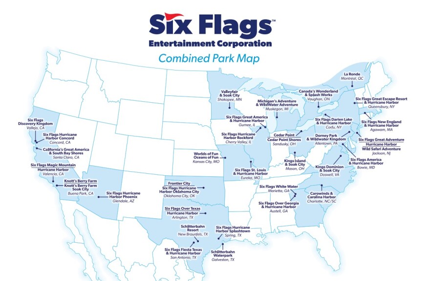 Six Flags Entertainment Corp. Combined Park Map