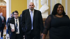 Sen.-elect John Fetterman walks on Capitol Hill in Washington, Tuesday, Nov. 15.