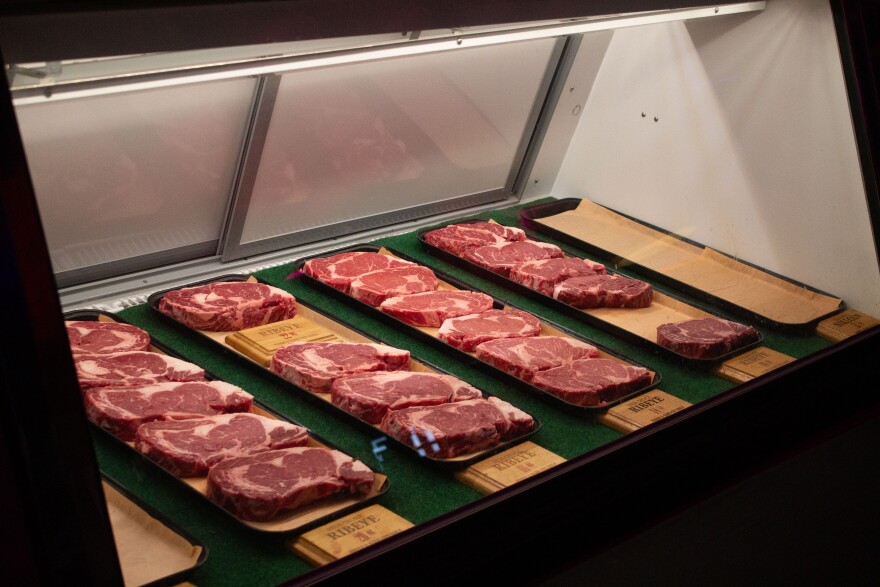 Meat display at Texas Roadhouse in Easton