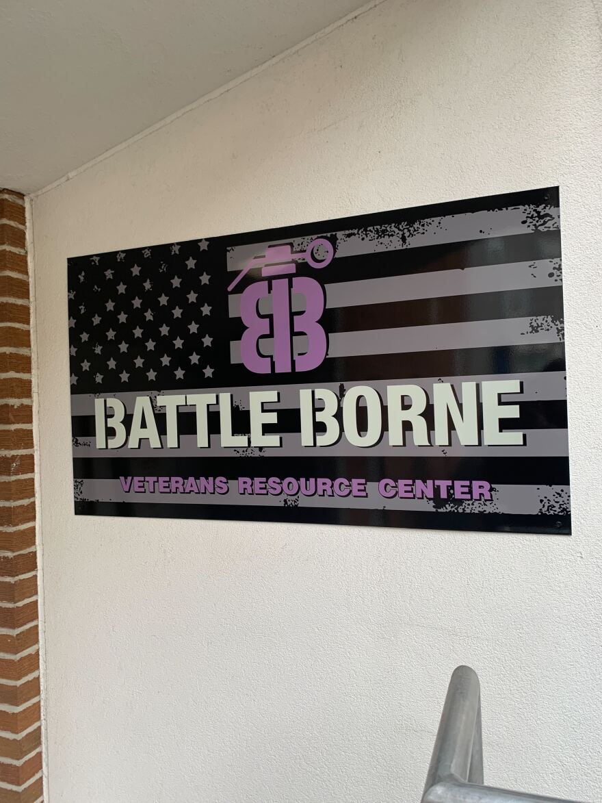 A sign for Battle Borne, outside of their Allentown office.