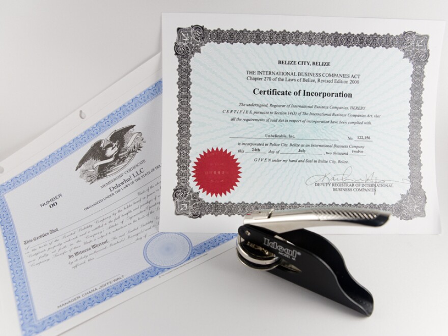 Unbelizable and Delawho? company documents, along with our official company stamp.