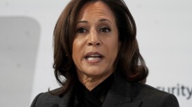 Vice President of the United States Kamala Harris speaks at the Munich Security Conference in Munich, Saturday, Feb. 18, 2023. The 59th Munich Security Conference (MSC) is taking place from Feb. 17 to Feb. 19, 2023 at the Bayerischer Hof Hotel in Munich.
