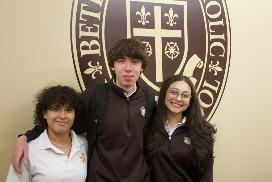 Ariana Valenzuela, John Hickey, and Leila Carey-Scofanak on Mr. Boris' last day at the school.