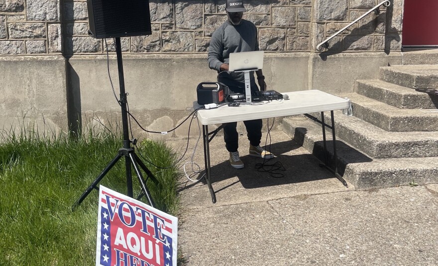 Deejay at the polls on Election Day