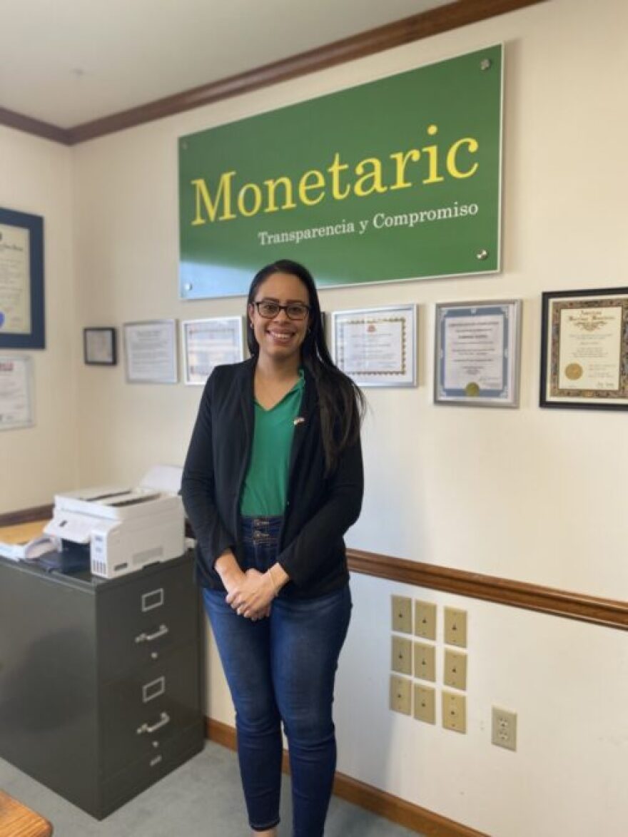 Esmirna Jimenez is at her business in Carlisle, Monetaric Multi Services.