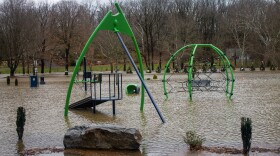 Covered Bridge playground after flooding