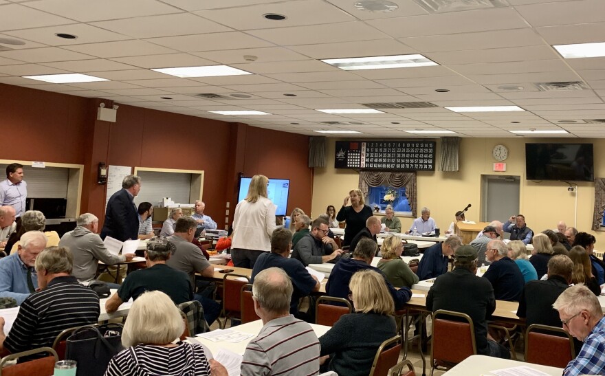The crowd at the latest Lowhill Township Planning Commission meeting. The room at the Fogelsville Volunteer Fire Company was crowded with citizens angry about the proposed warehouses.
