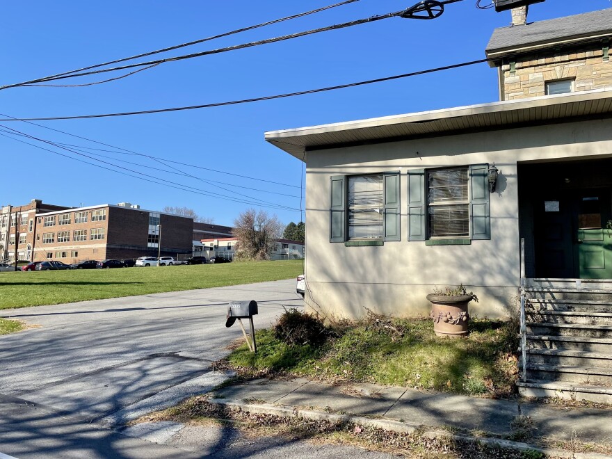 The current property at 3599 Broadway with Cetronia Elementary School in the background