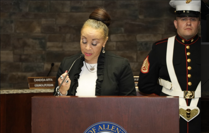 Karen Britt, speaking at a Juneteenth Lehigh Valley event.