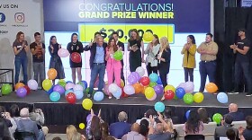 StartUp Lehigh Valley - Winner Giana Jarrah announced as balloons fall on stage.jpg